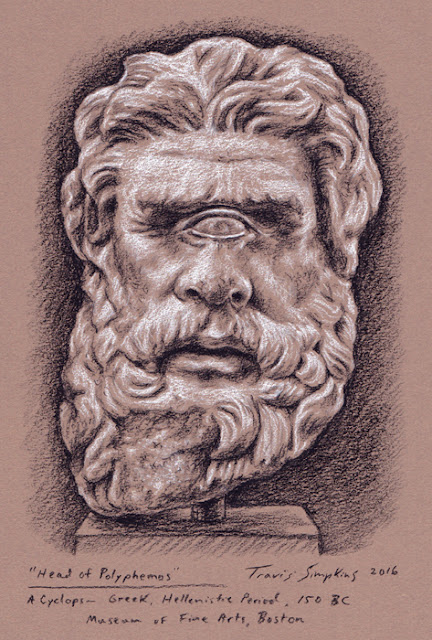 Head of Polyphemus. Cyclops. 150 BC. Museum of Fine Arts, Boston. by Travis Simpkins