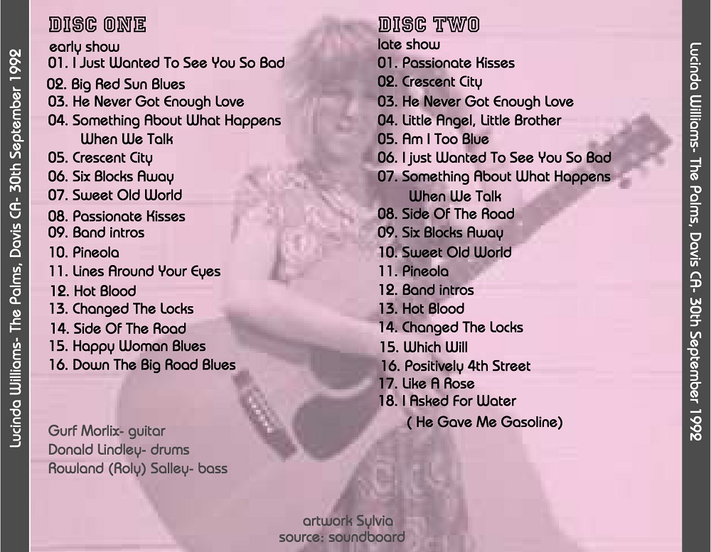 T.U.B.E. Lucinda Williams 19920930 Davis, CA (SBD/FLAC)