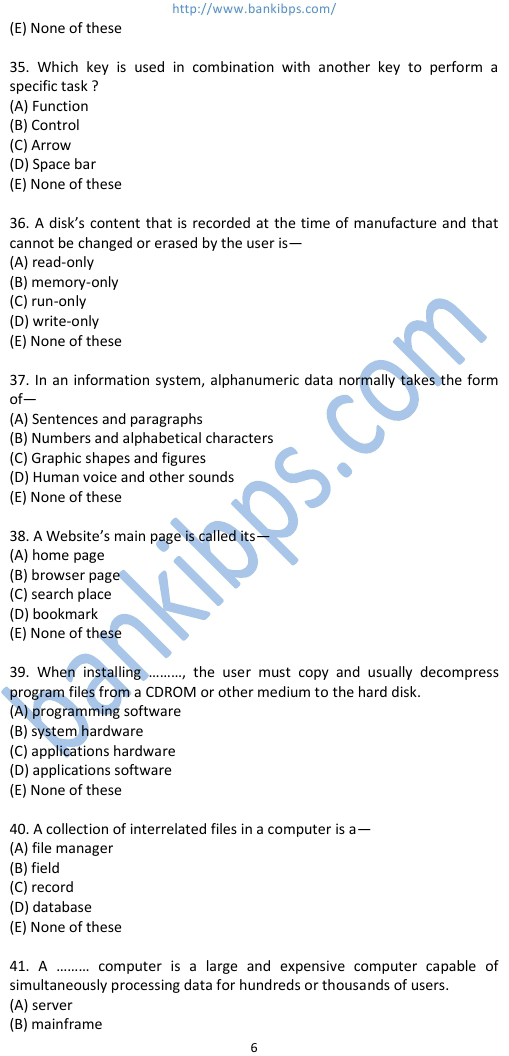 ibps computer knowledge questions download