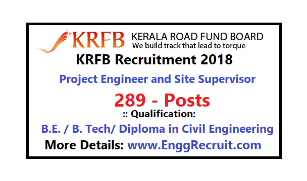 KRFB Recruitment 2018 for Project Engineer and Site Supervisor