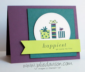 Stampin' Up! Happiest of Days Masculine Birthday Card ~ 2017-2018 Annual Catalog ~ In Colors: Fresh Fig, Tranquil Tide, Lemon Lime Twist ~ www.juliedavison.com