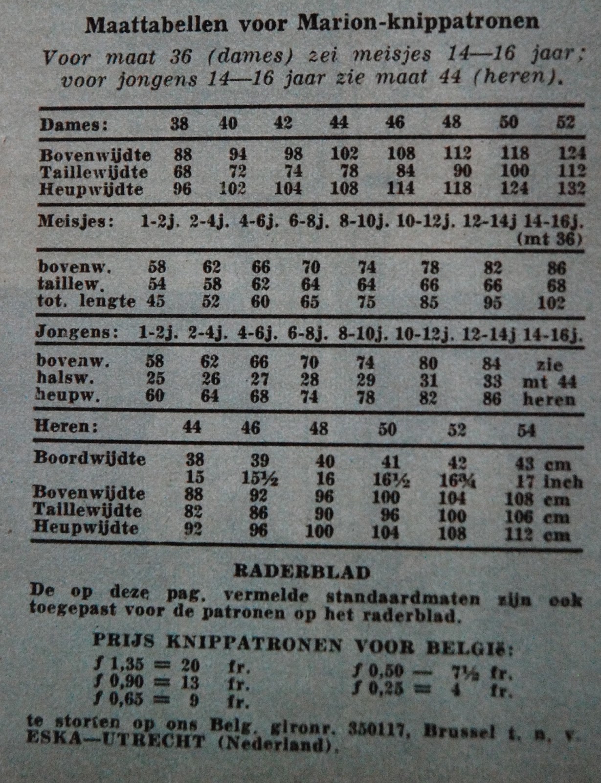 petit main sauvage Vintage sizes