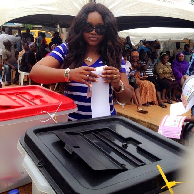 nollywood stars voting in lagos mercy aigbe voting