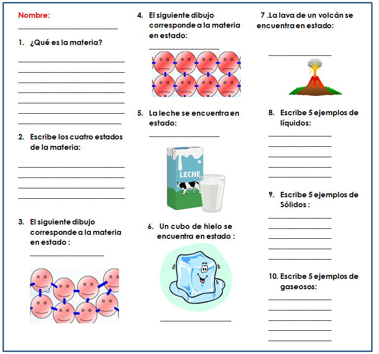 Ciencias Naturales Taller de los estados de la materia