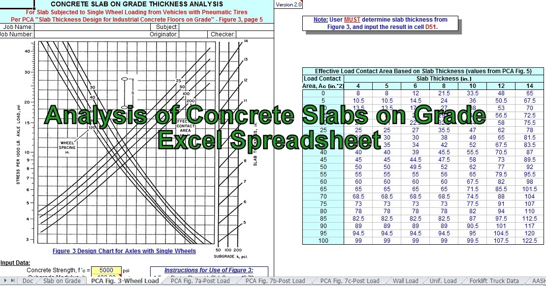 Engineeringxls Analysis of Concrete Slabs on Grade Excel Spreadsheet