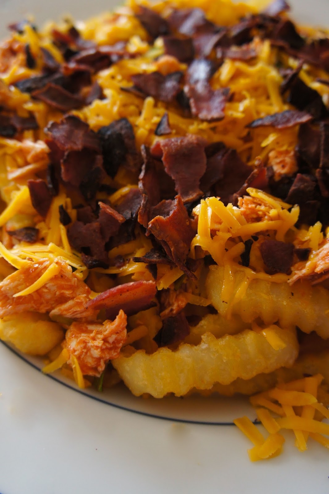 Savory Sweet and Satisfying Buffalo Chicken Cheese Fries with Bacon