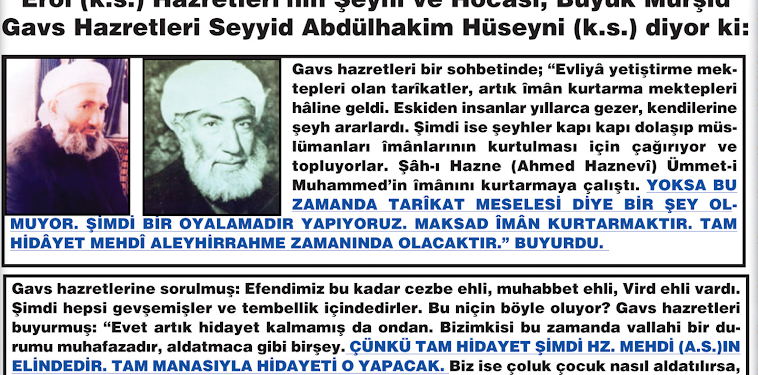 Şeyh Esseyyid Muhammed Raşid Erol (k.s.) Hz.Mehdi Hakkında