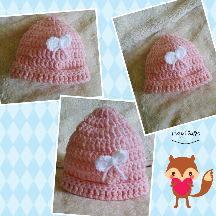 gorro crochet bebe rosa