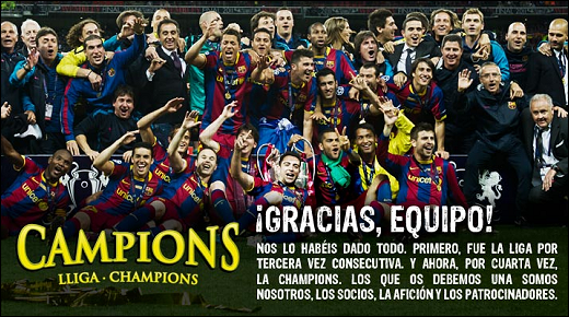 Campions! Lliga i Champions 10/11 =D
