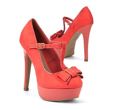 bright pink high heels with t-bar strap