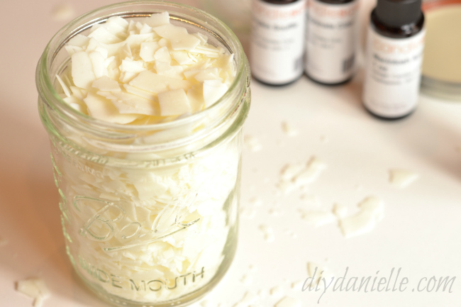 Fill mason jar with soy wax and heat to melting. Add more soy wax until it's full. Soy wax in a mason jar to make candles.
