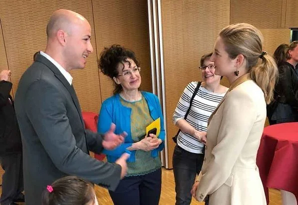 Princess Stephanie wore Polo Ralph Lauren Hacking blazer and suede pumps and carried Ralph Lauren bag at Rehazenter Rehabilitation Center