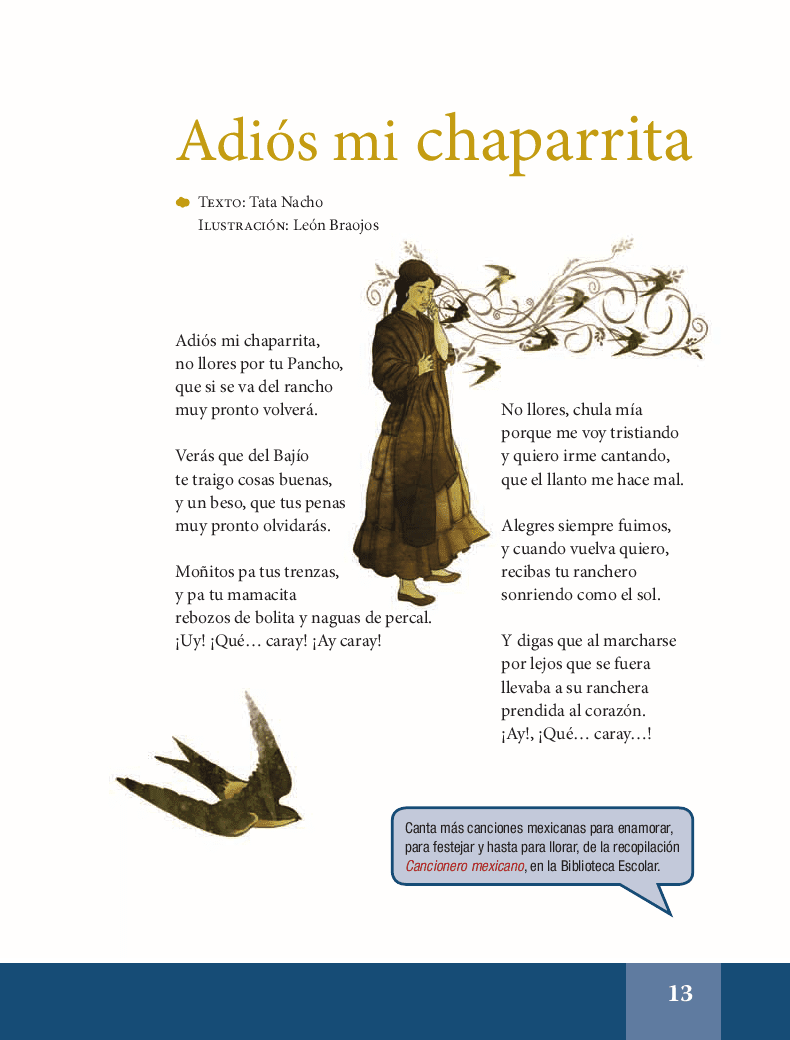 Adiós mi chaparrita - Español Lecturas 6to 2014-2015 