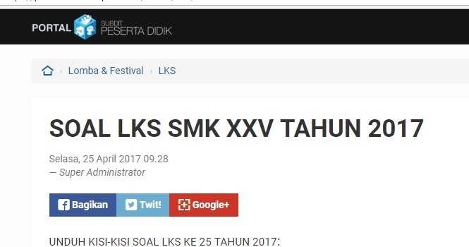 Download Kisi Kisi Soal Lks Nasional Tahun 2017 Komunitas Smk Kabupaten Grobogan