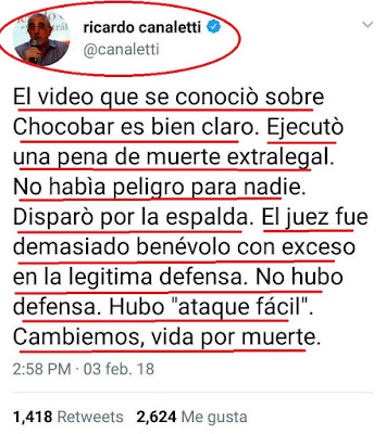 Canaletti: chocobar dictó una pena de muerte extralegal