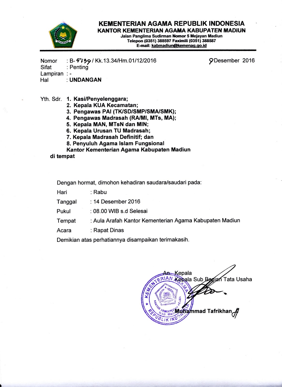 Contoh Surat Undangan Dinas Pendidikan