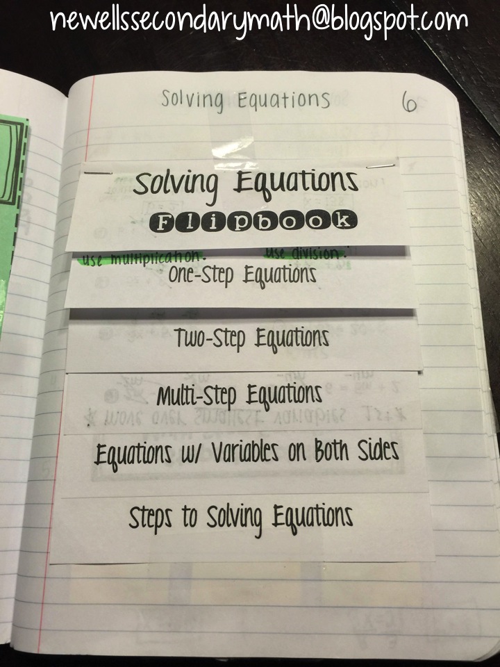 Solving Equations Flipbook Mrs. Newell's Math