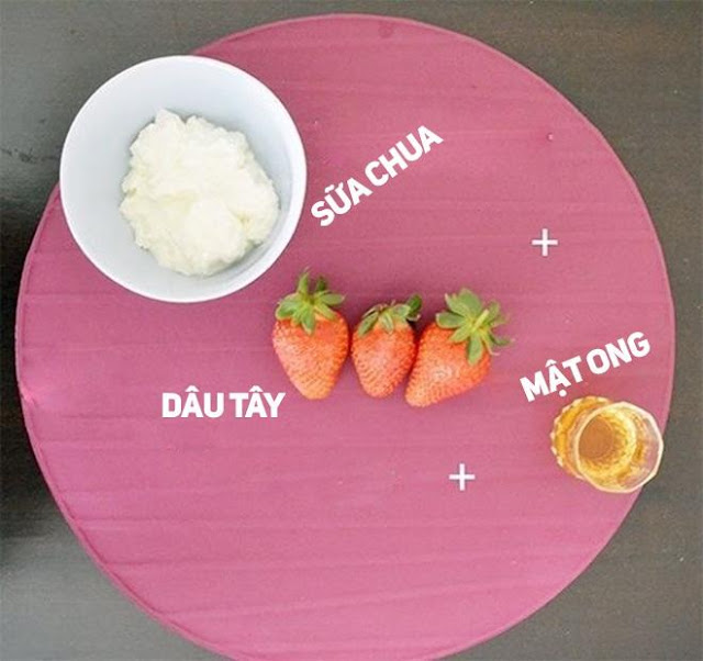 Mặt nạ dâu tây, mật ong, sữa chua Mặt nạ dâu tây, mật ong, sữa chua