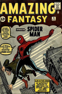 Amazing Fantasy #15, Spider-Man origin, Jack Kirby and Steve Ditko cover