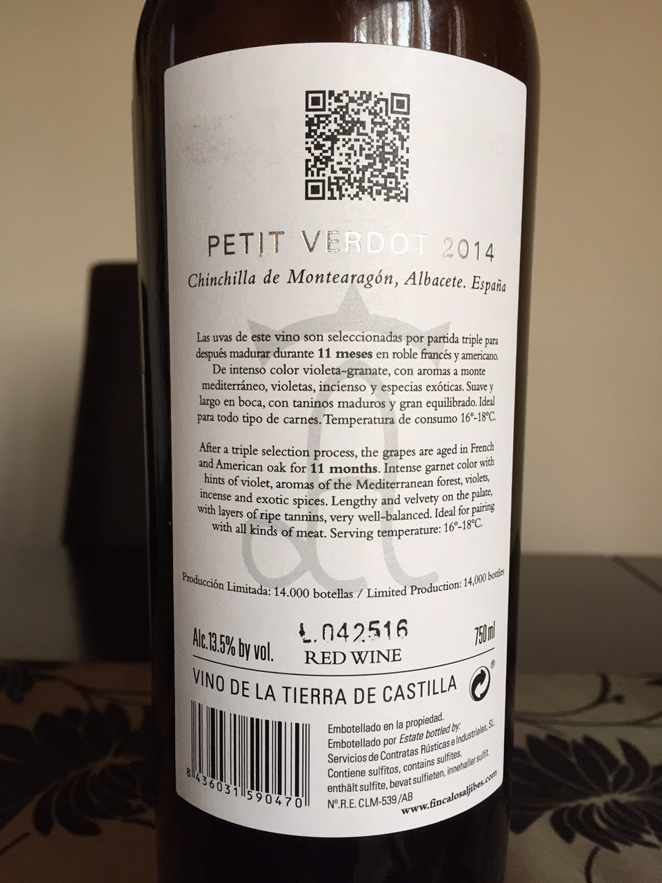 Probando Vinos Aljibes Petit Verdot 2014