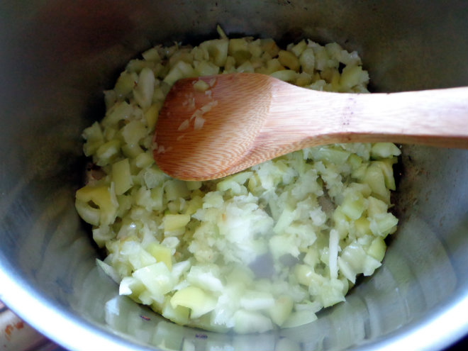 saute onion and green pepper