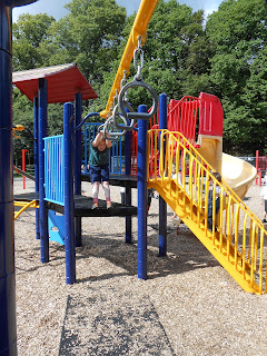 freshly painted metal climbing frame