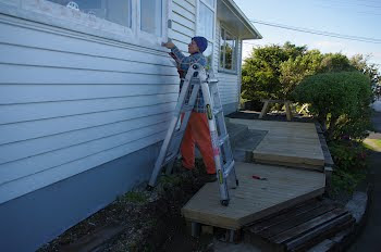 Actual deck, at front entry.