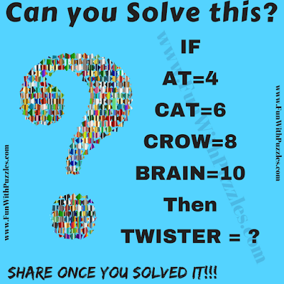 It is Math Puzzle for college students in which some words corresponds to the numbers. You have solve this logical relationship and then find the value of TWISTER.