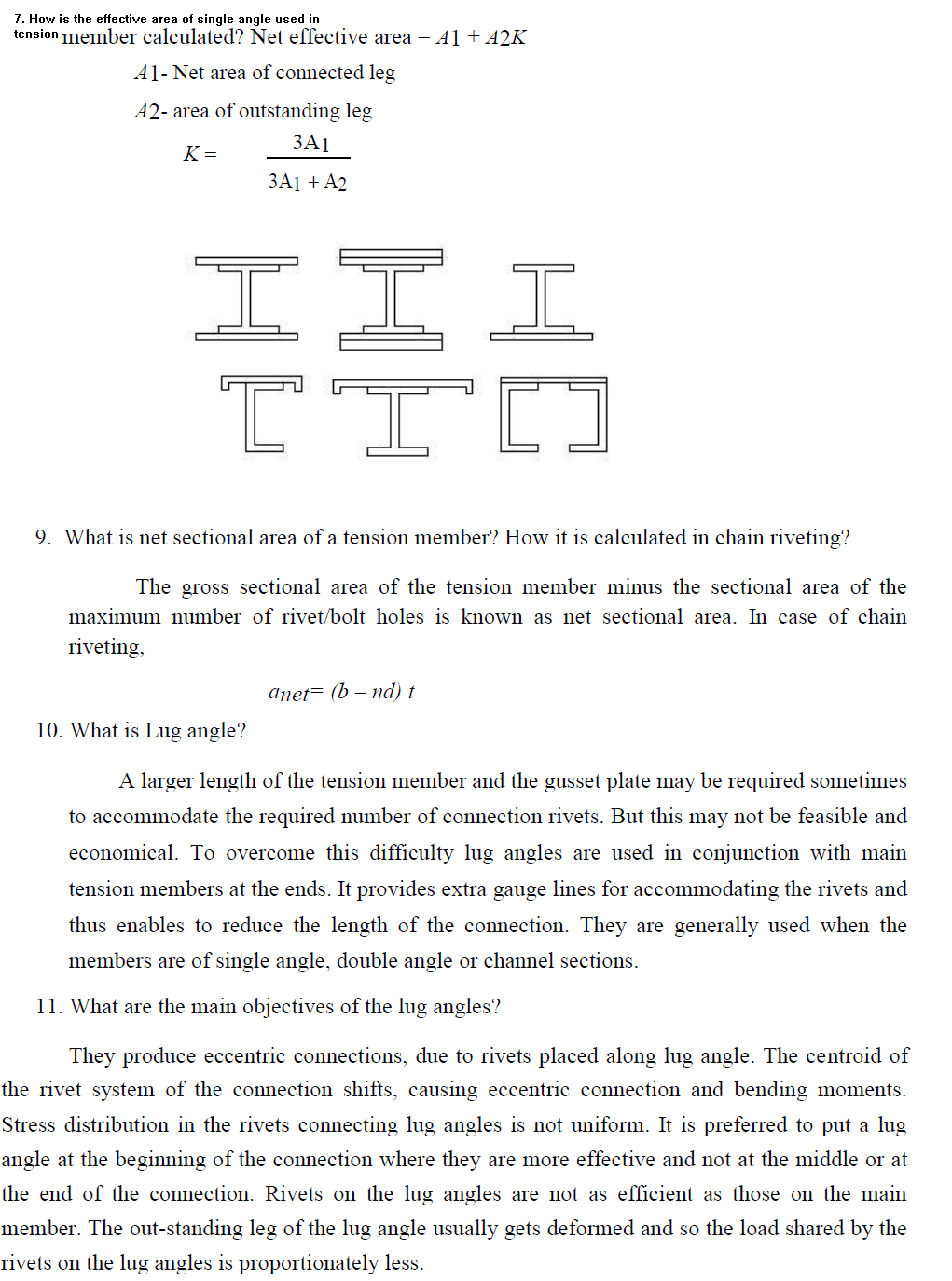 CE2352 Design of Steel Structures 02 marks questions with answers