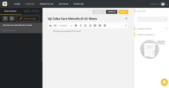 Cara Mendaftar dan Menulis di UC News