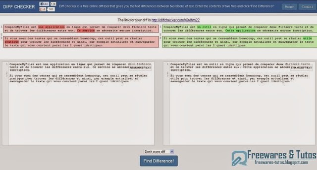 Diff Checker : un outil en ligne pour comparer 2 textes et montrer leurs différences