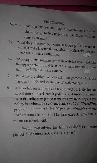  Financial Management last year question paper of mcom 2nd sem 