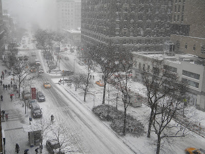 New York City Winter Snow Storm Janus stock photo image