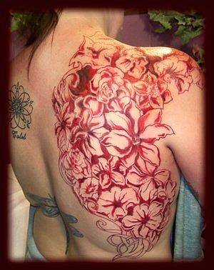 Girl sexy flower tattoo art