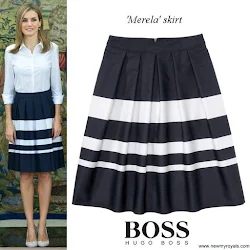 Queen Letizia Style HUGO BOSS Marela Skirt and HUGO BOSS Bashina Shirt