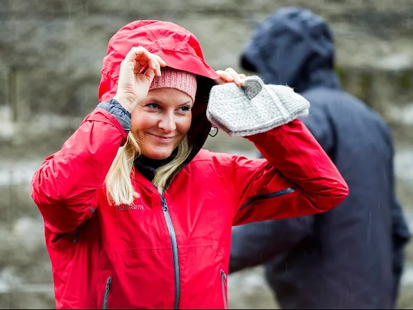 Crown Prince Haakon of Norway and Crown Princess Mette-Marit of Norway arrive in Kolbotn