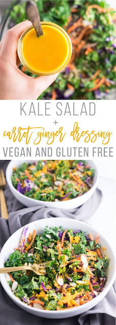 Rainbow Kale Salad with Carrot Ginger Dressing