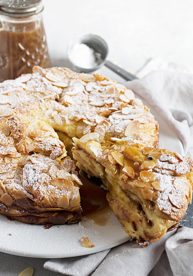 Almond Bread Pudding With Salted Caramel Sauce