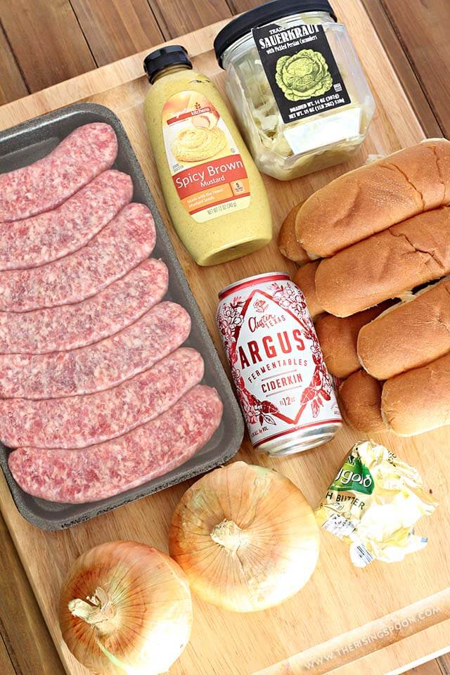 OnePan Boiled Brats with Sweet Onions & Hard Apple Cider The Rising