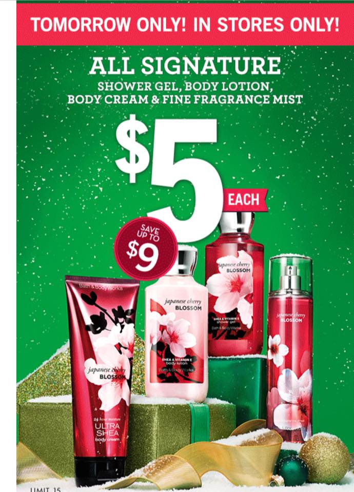 Bath & Body Works Deals Signature Collection Gels, Lotion, & Mists 3.