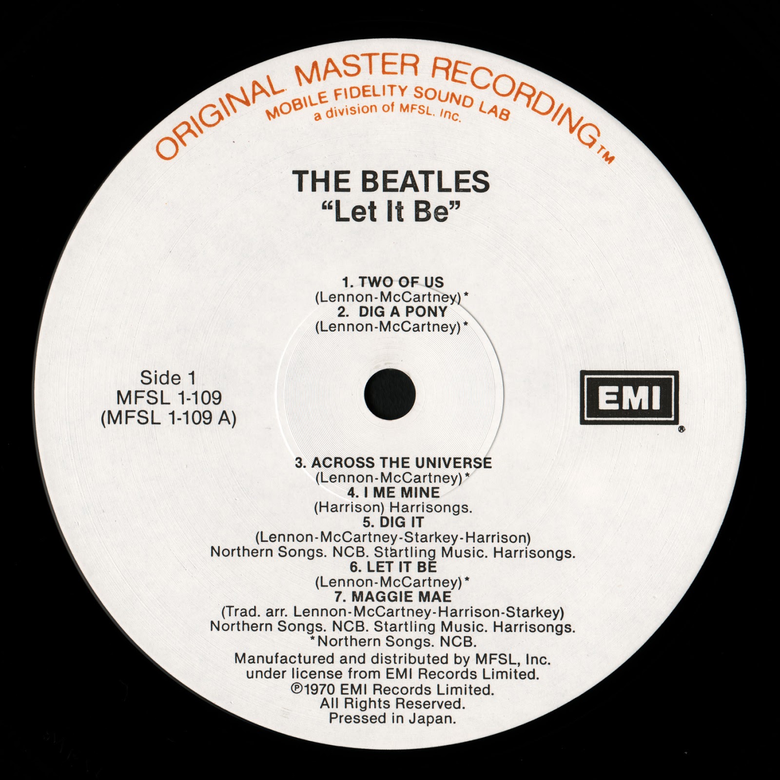 Vinyl para Digital Beatles 1970 Let It Be [VINYL] {1644} (MFSL LP 1109)