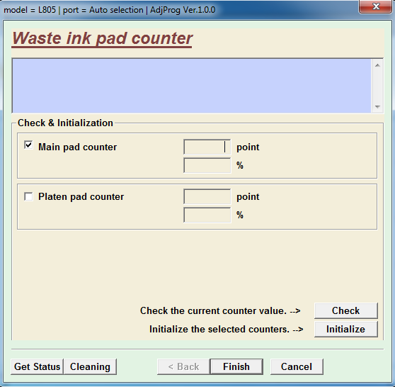 Epson L805 Resetter waste ink pad counter reset utility. PRINTERS
