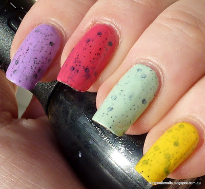 Speckled polish skittles manicure