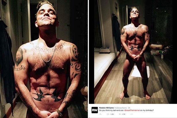 Naked Robbie Williams shows off hot body and asks if his package can break ...