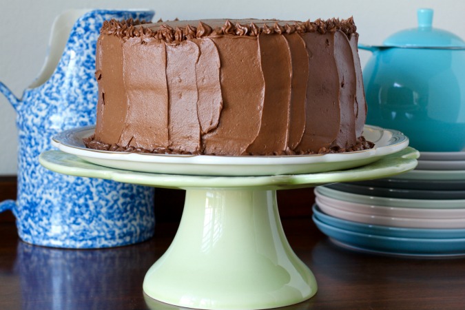 This Espresso Chiffon Cake with Chocolate Buttercream Frosting is both light from the chiffon layers, and rich from the fudge buttercream.