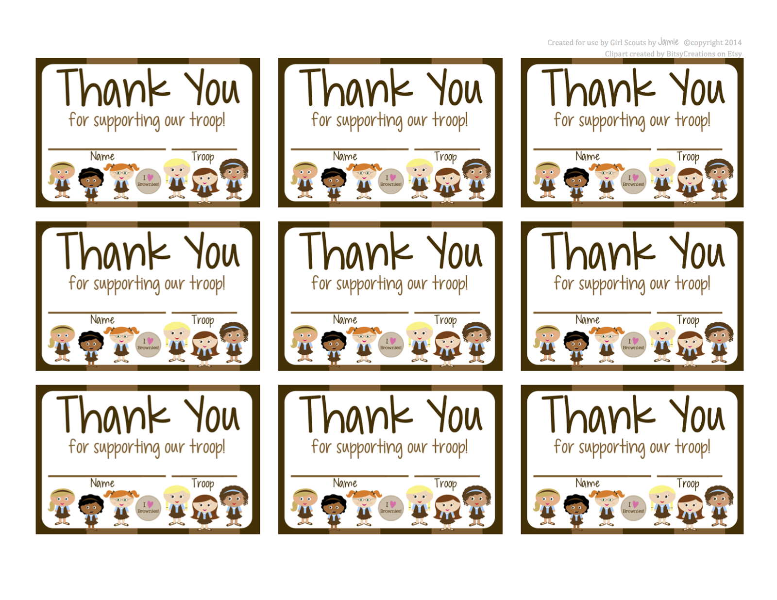 My Fashionable Designs Girl Scouts Brownies FREE Printable Thank You 