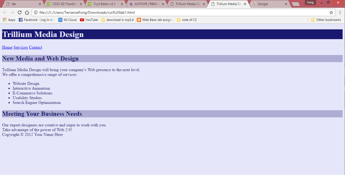 Web Basic lab assignment: laboratory 4 - CSS learning