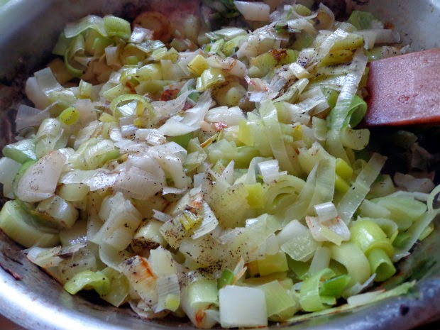 saute leeks and garlic