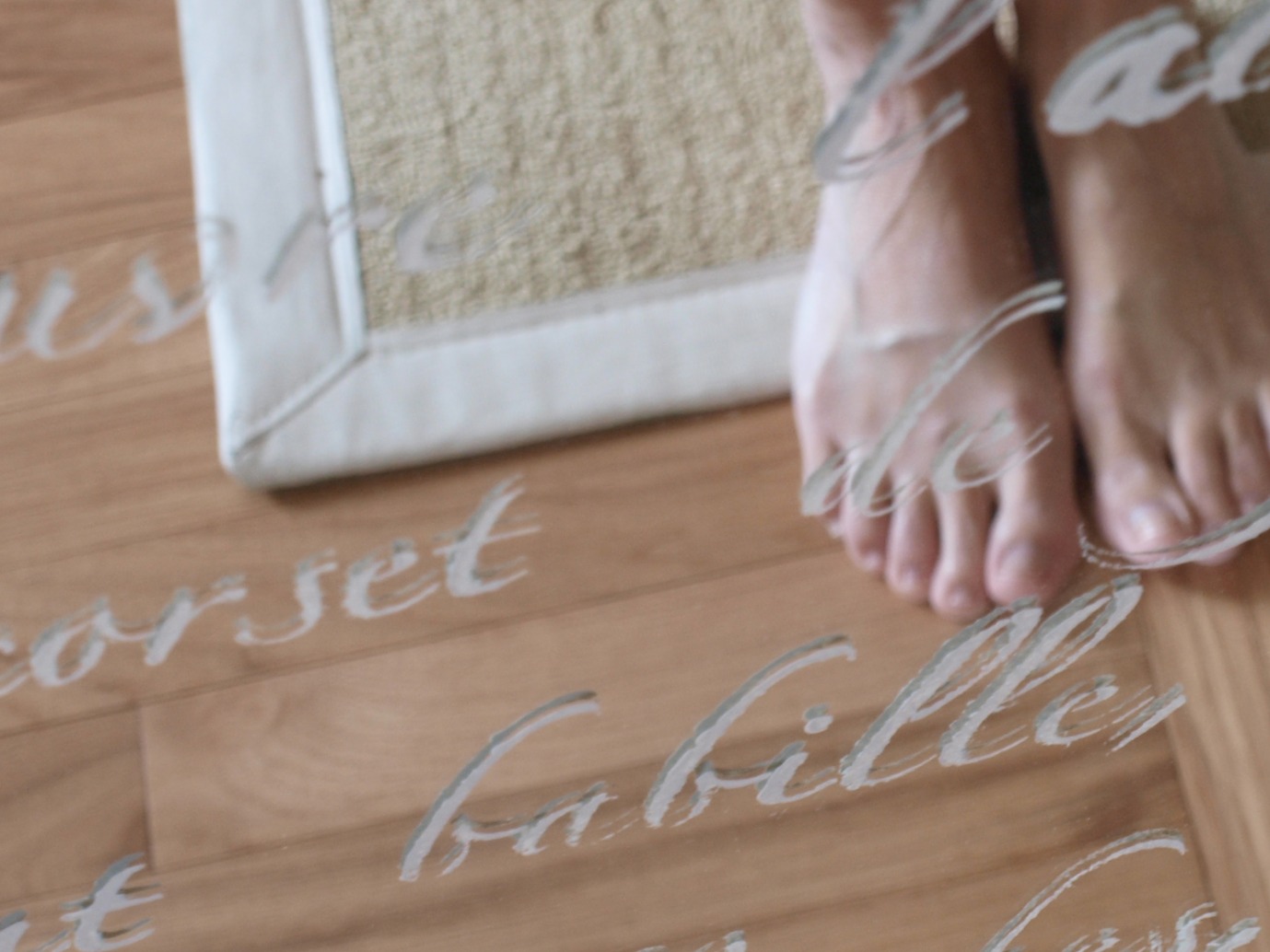 Springtime in Paris French poem stencil on a mirror for an etched French country mirror look! Hello Lovely Studio.