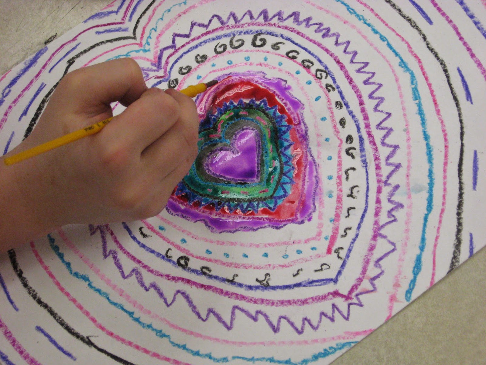 Valentine's Day Art with 2nd Grade Paint You Want